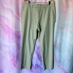 Kenneth Cole Reaction 36 Khaki Tan Plaid Flat Front Dress Pants Professional